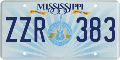 MS license plate ZZR383