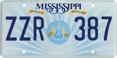 MS license plate ZZR387