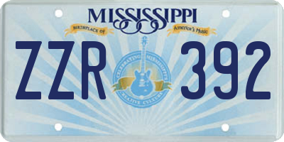 MS license plate ZZR392