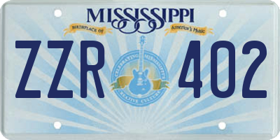 MS license plate ZZR402