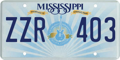 MS license plate ZZR403