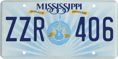 MS license plate ZZR406