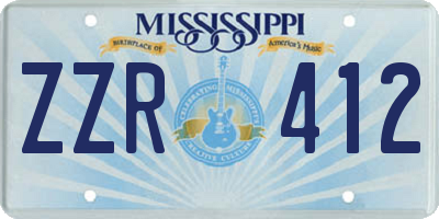 MS license plate ZZR412