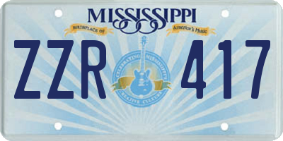 MS license plate ZZR417