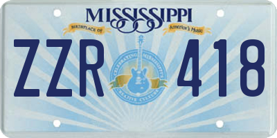 MS license plate ZZR418