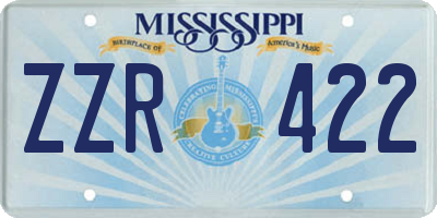 MS license plate ZZR422