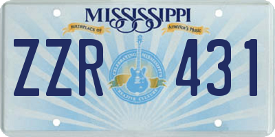 MS license plate ZZR431