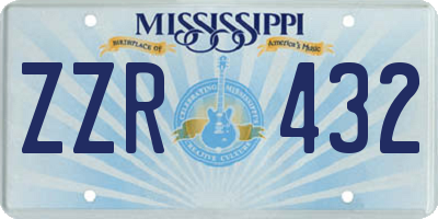 MS license plate ZZR432