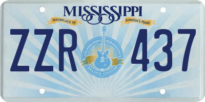 MS license plate ZZR437