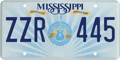 MS license plate ZZR445