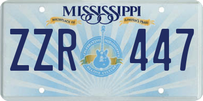 MS license plate ZZR447