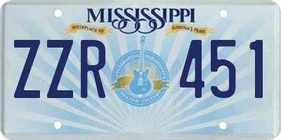 MS license plate ZZR451