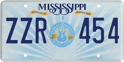 MS license plate ZZR454