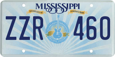 MS license plate ZZR460