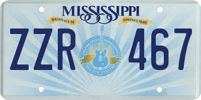 MS license plate ZZR467