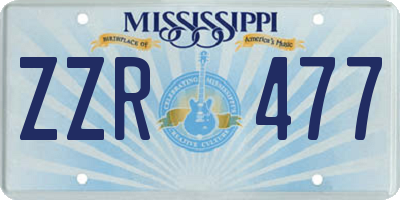 MS license plate ZZR477