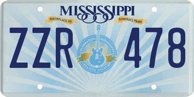 MS license plate ZZR478