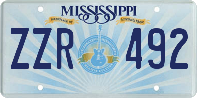 MS license plate ZZR492