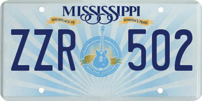 MS license plate ZZR502