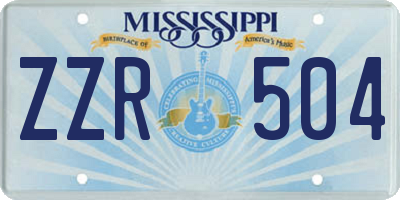 MS license plate ZZR504