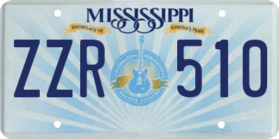 MS license plate ZZR510