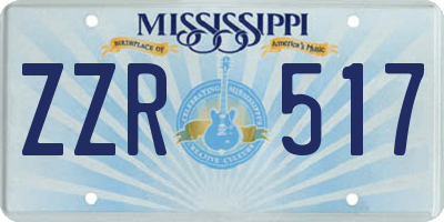 MS license plate ZZR517