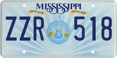 MS license plate ZZR518