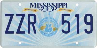 MS license plate ZZR519