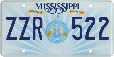 MS license plate ZZR522