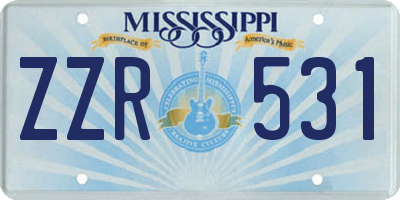 MS license plate ZZR531