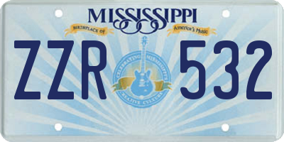 MS license plate ZZR532