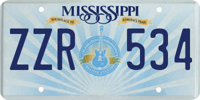 MS license plate ZZR534