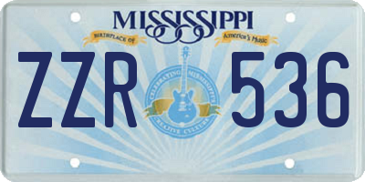 MS license plate ZZR536