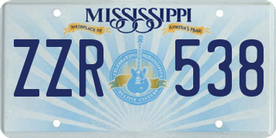 MS license plate ZZR538