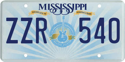 MS license plate ZZR540