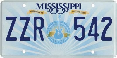 MS license plate ZZR542