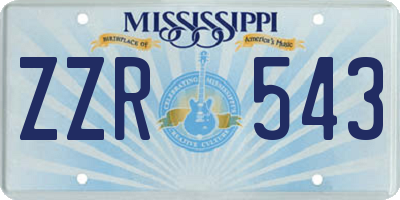 MS license plate ZZR543