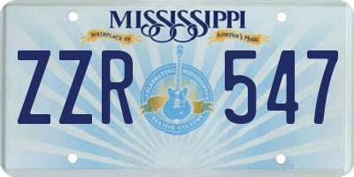 MS license plate ZZR547