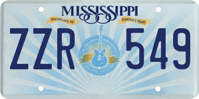 MS license plate ZZR549