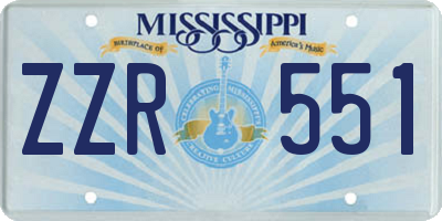 MS license plate ZZR551