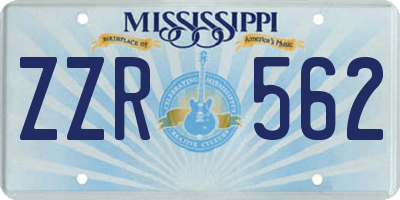 MS license plate ZZR562