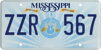 MS license plate ZZR567