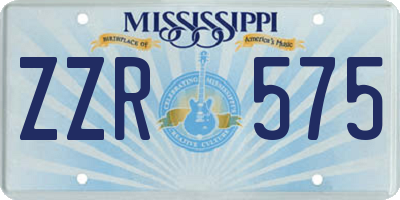 MS license plate ZZR575