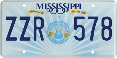 MS license plate ZZR578