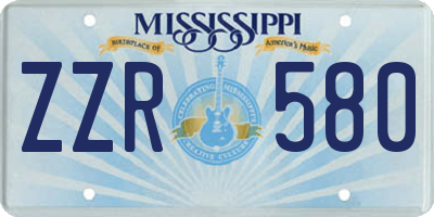 MS license plate ZZR580