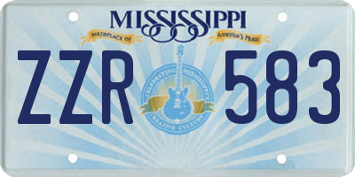 MS license plate ZZR583