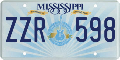 MS license plate ZZR598