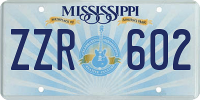 MS license plate ZZR602