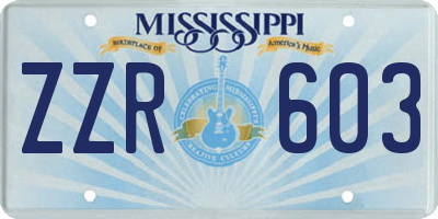 MS license plate ZZR603