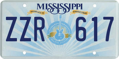 MS license plate ZZR617